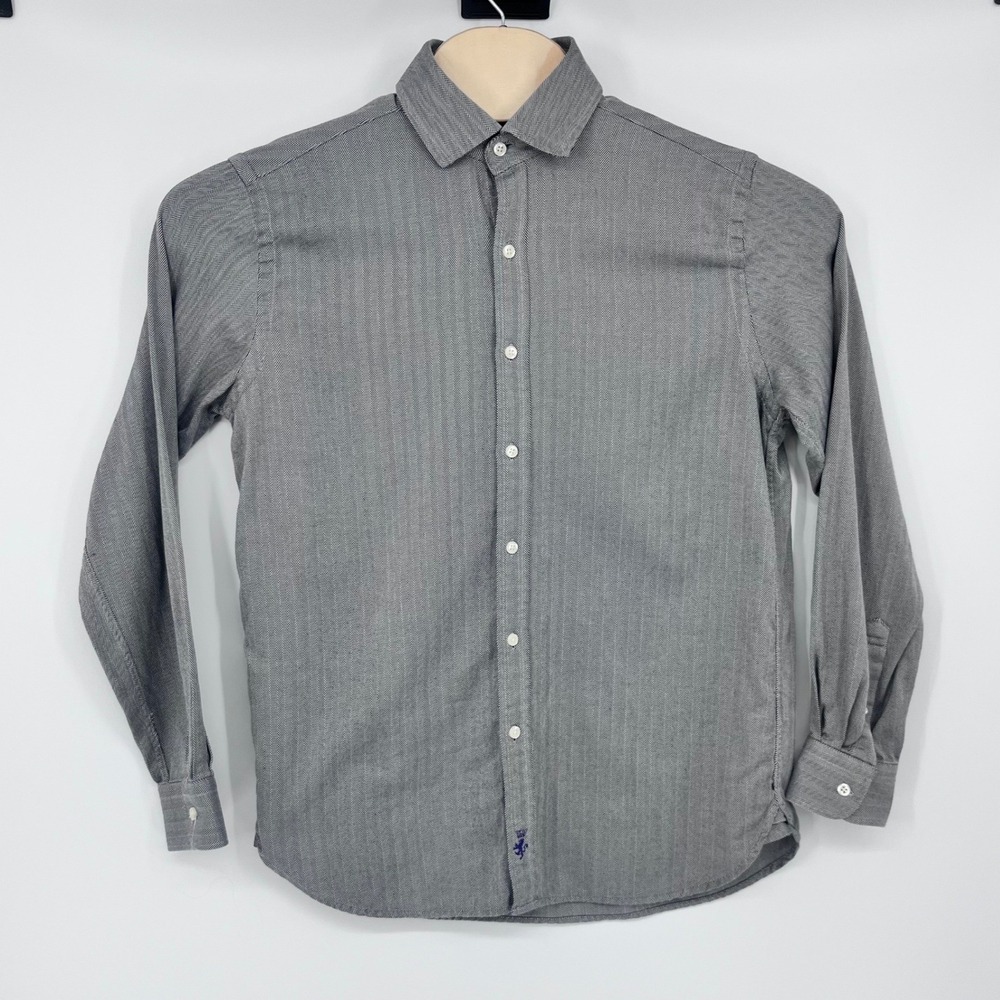 Austin Reed Button Down Shirt Medium Gray‎ Herringbone 80s 2-Ply Bespoke Fit - Picture 2 of 12